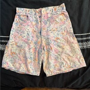 Paris Blues Floral High Waist Women's Shorts - Pink and Blue